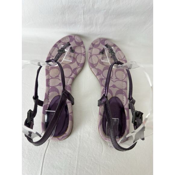 Coach Shirley Women’s 6.5 Purple Patent Leather Flat Thong Sandals - Picture 3 of 9